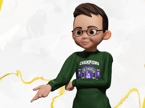 Smart Stylized Boy Character with Glasses Rigged and Ready Modello 3D