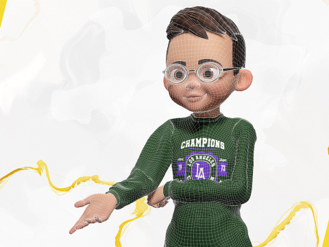 Smart Stylized Boy Character with Glasses Rigged and Ready Modello 3D