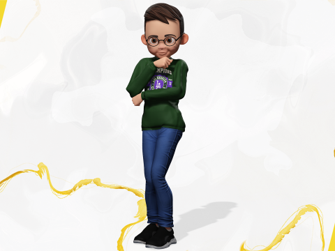 Smart Stylized Boy Character with Glasses Rigged and Ready Modello 3D