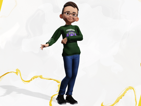 Smart Stylized Boy Character with Glasses Rigged and Ready Modello 3D