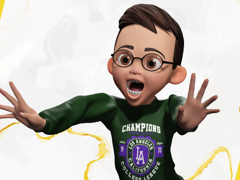 Smart Stylized Boy Character with Glasses Rigged and Ready Modello 3D