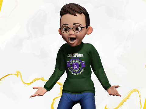 Smart Stylized Boy Character with Glasses Rigged and Ready Modello 3D