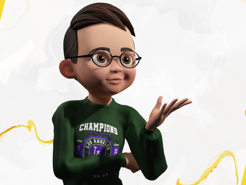 Smart Stylized Boy Character with Glasses Rigged and Ready Modello 3D