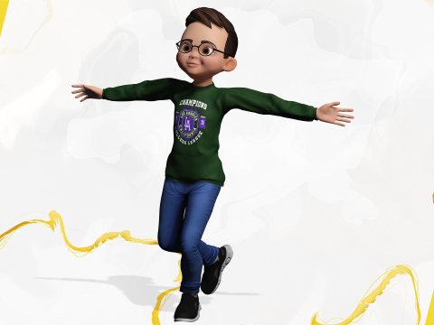Smart Stylized Boy Character with Glasses Rigged and Ready Modello 3D