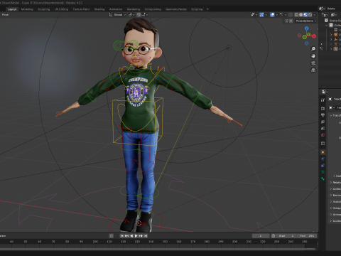 Smart Stylized Boy Character with Glasses Rigged and Ready Modello 3D
