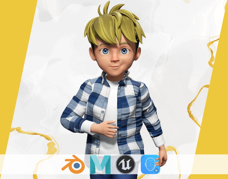 Charming Rigged Stylized 3D Cartoon Boy Character Game 3D मॉडल .c4d .max .obj .3ds .fbx .stl .blend