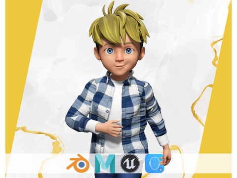 Charming Rigged Stylized 3D Cartoon Boy Character Game 3D 模型