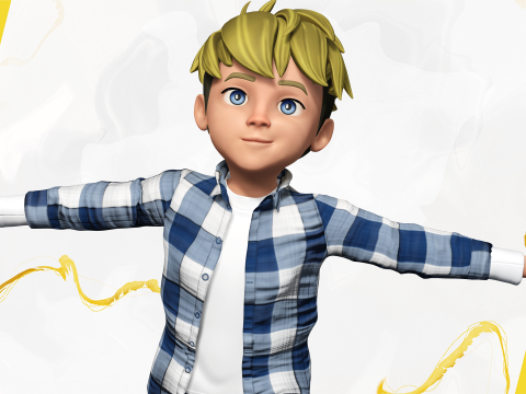 Charming Rigged Stylized 3D Cartoon Boy Character Game 3D मॉडल