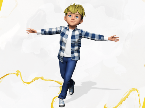 Charming Rigged Stylized 3D Cartoon Boy Character Game 3D मॉडल