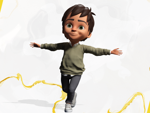 Stylized Happy Boy Rigged 3D Toon Model 3D 模型