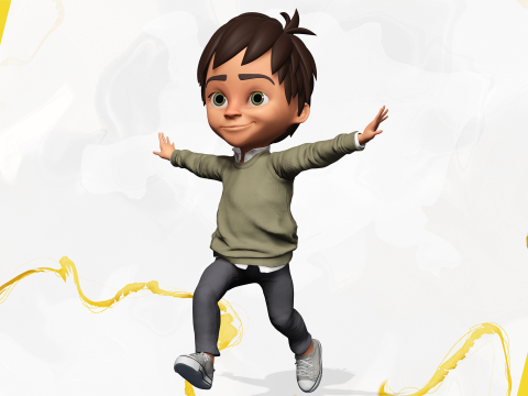Stylized Happy Boy Rigged 3D Toon Model 3D 模型
