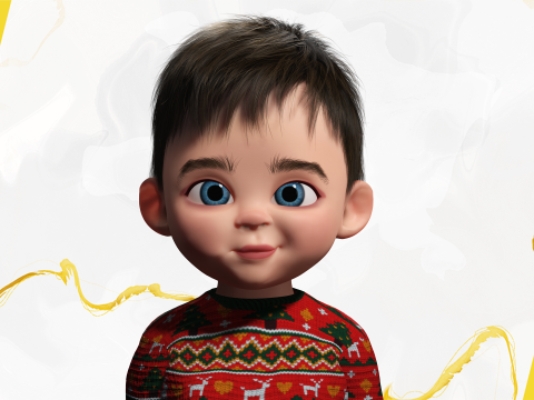 Christmas Sweater Toon Kids 3D Holiday Character Modelo 3D