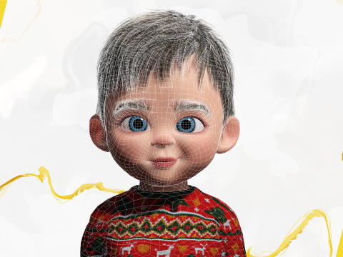 Christmas Sweater Toon Kids 3D Holiday Character Modelo 3D