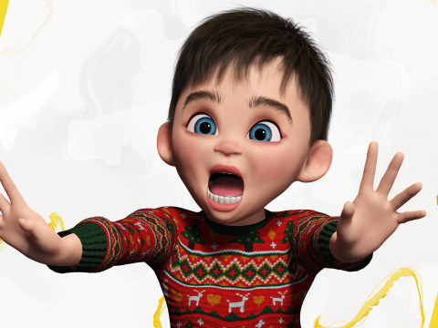 Christmas Sweater Toon Kids 3D Holiday Character Modelo 3D