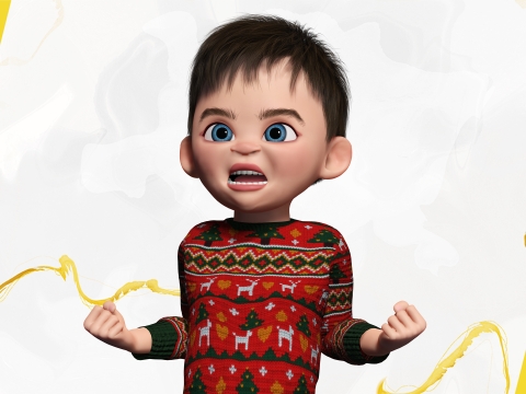 Christmas Sweater Toon Kids 3D Holiday Character Modelo 3D