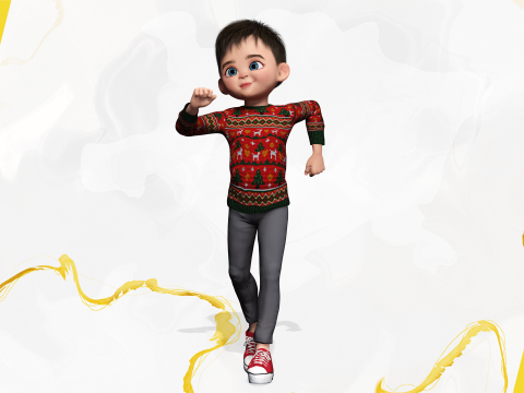 Christmas Sweater Toon Kids 3D Holiday Character Modelo 3D