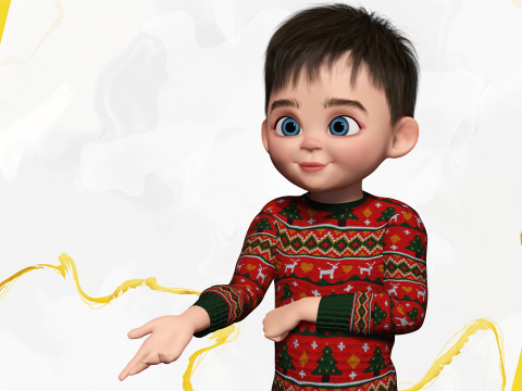 Christmas Sweater Toon Kids 3D Holiday Character Modelo 3D