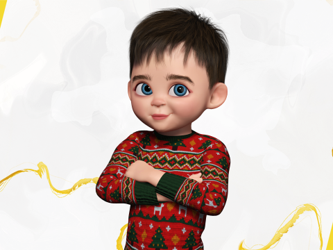 Christmas Sweater Toon Kids 3D Holiday Character Modelo 3D