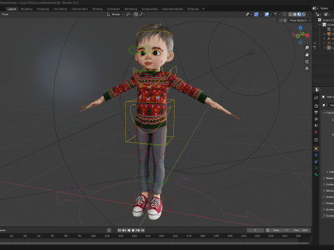 Christmas Sweater Toon Kids 3D Holiday Character Modelo 3D