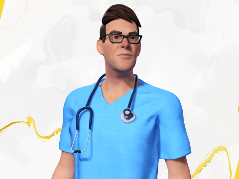 3D Medical Cartoon Doctor Model Full Rigged Toon Medic 3D Model