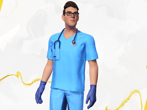 3D Medical Cartoon Doctor Model Full Rigged Toon Medic 3D Model