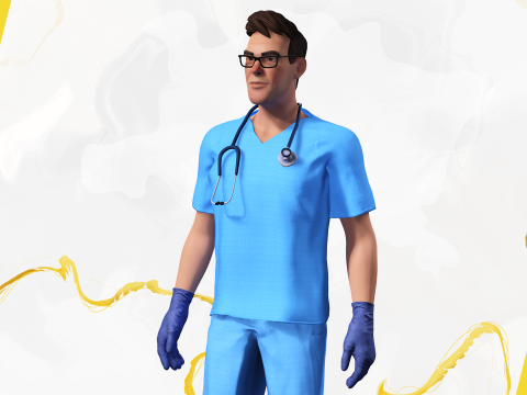 3D Medical Cartoon Doctor Model Full Rigged Toon Medic 3D Model