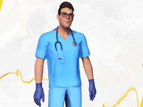3D Medical Cartoon Doctor Model Full Rigged Toon Medic 3D Model