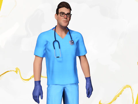 3D Medical Cartoon Doctor Model Full Rigged Toon Medic 3D Model