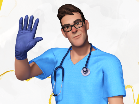 3D Medical Cartoon Doctor Model Full Rigged Toon Medic 3D Model