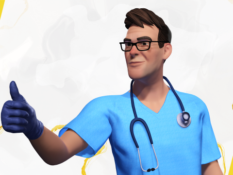 3D Medical Cartoon Doctor Model Full Rigged Toon Medic 3D Model