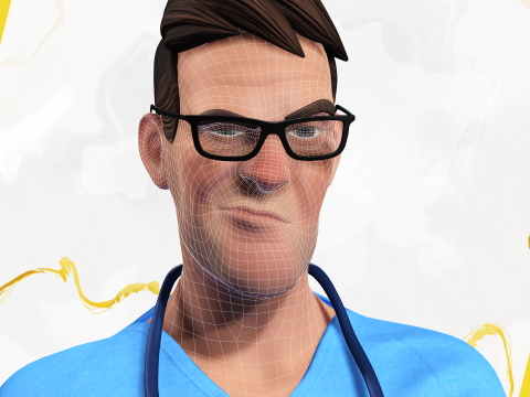 3D Medical Cartoon Doctor Model Full Rigged Toon Medic 3D Model