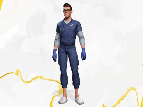 Stylized Cartoon Male Nurse Medical Doctor Character 3D Model