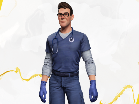 Stylized Cartoon Male Nurse Medical Doctor Character 3D Model
