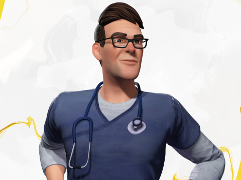 Stylized Cartoon Male Nurse Medical Doctor Character 3D Model