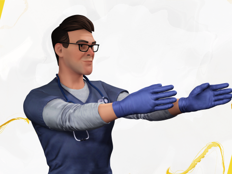 Stylized Cartoon Male Nurse Medical Doctor Character 3D Model