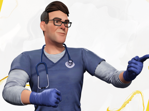 Stylized Cartoon Male Nurse Medical Doctor Character 3D Model