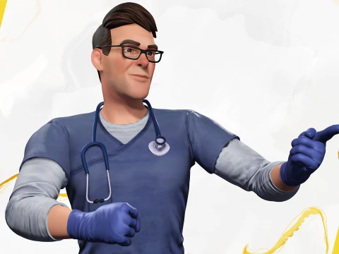 Stylized Cartoon Male Nurse Medical Doctor Character 3D Model