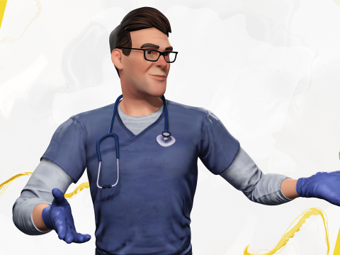 Stylized Cartoon Male Nurse Medical Doctor Character 3D Model
