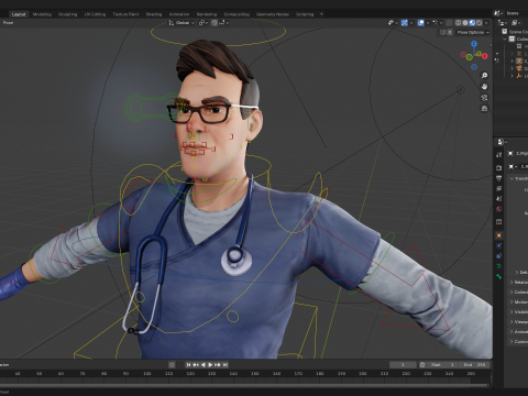 Stylized Cartoon Male Nurse Medical Doctor Character 3D Model