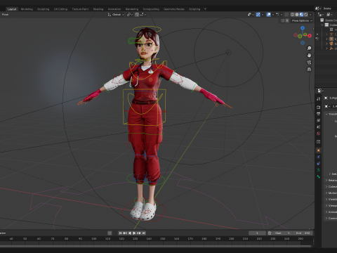 Red Scrubs Cartoon Doctor Fully Rigged Healthcare Worker 3D Model