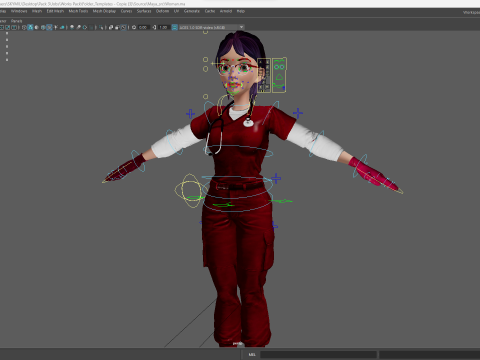 Red Scrubs Cartoon Doctor Fully Rigged Healthcare Worker 3D Model