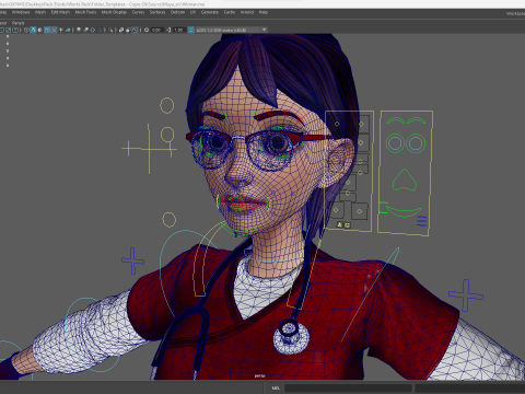 Red Scrubs Cartoon Doctor Fully Rigged Healthcare Worker 3D Model