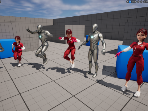 Red Scrubs Cartoon Doctor Fully Rigged Healthcare Worker 3D Model