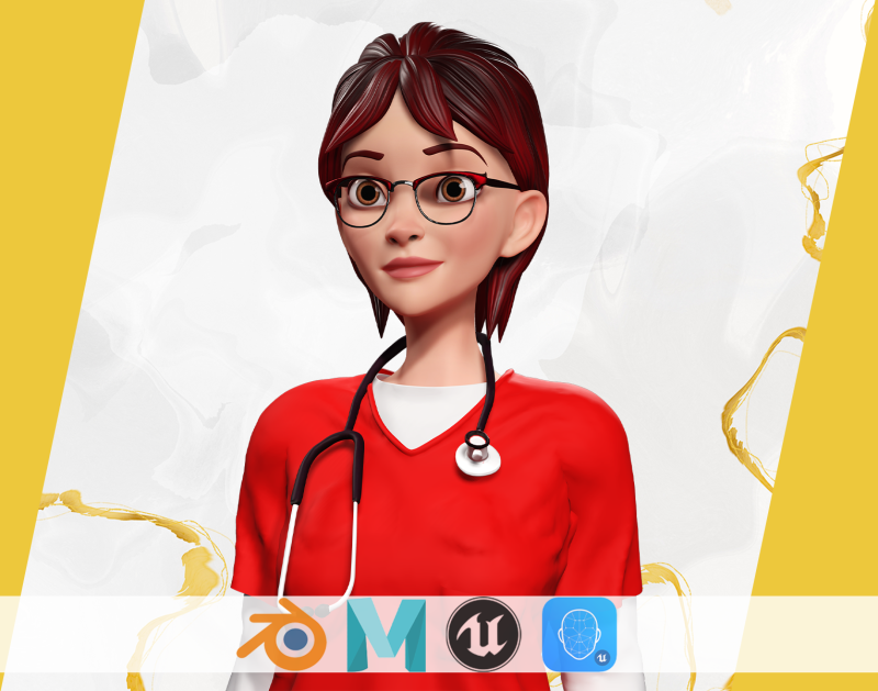 Toon Female Medic Rigged Model Nurse Medical Doctor 3D मॉडल .c4d .max .obj .3ds .fbx .stl .blend 