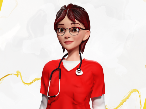 Toon Female Medic Rigged Model Nurse Medical Doctor 3D मॉडल