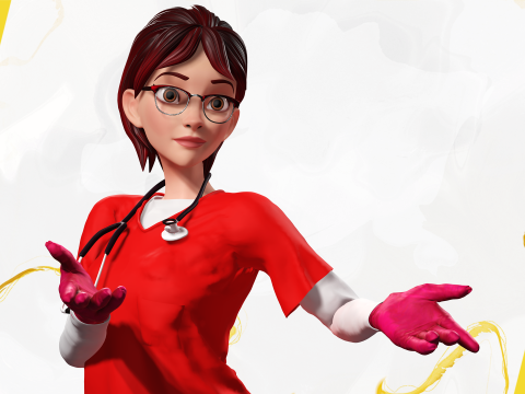 Toon Female Medic Rigged Model Nurse Medical Doctor 3D मॉडल