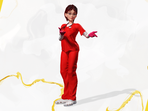 Toon Female Medic Rigged Model Nurse Medical Doctor 3D मॉडल