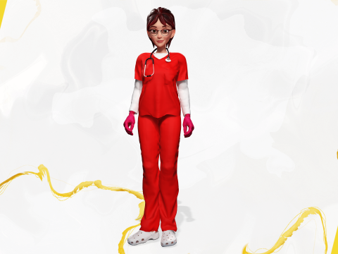 Toon Female Medic Rigged Model Nurse Medical Doctor 3D मॉडल