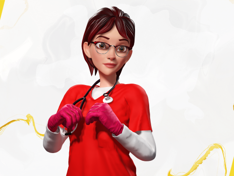 Toon Female Medic Rigged Model Nurse Medical Doctor 3D मॉडल