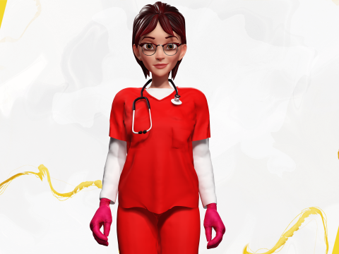Toon Female Medic Rigged Model Nurse Medical Doctor 3D मॉडल